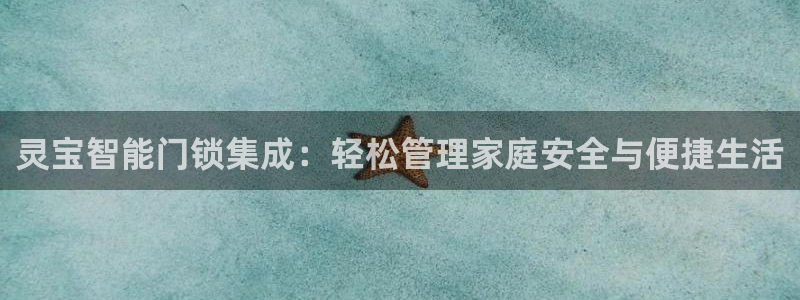 开丰娱乐网站：灵宝智能门锁集成：轻松管理家庭安全与便捷生活
